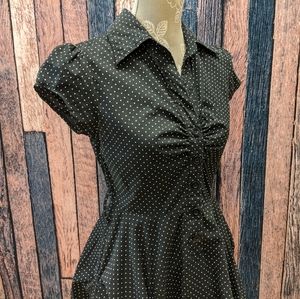 Polka Dot Button Down Black and White Dress